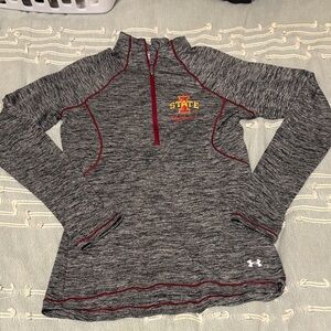 Under Armour ISU Heathered Gray Pullover with Red Trim